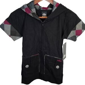 Adio Footwear Kids Youth Girl Small Skateboarding 90s Vintage Plaid Hooded Shirt